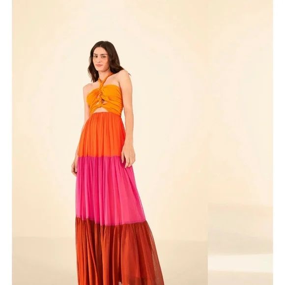 chinese dress ladies Black Berry Garden Long Sleeve Pleated Maxi Dress